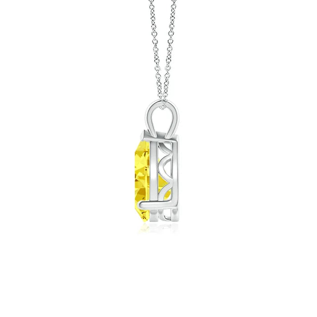 Solitaire Pear Lab-Grown Yellow Diamond Pendant - image 3