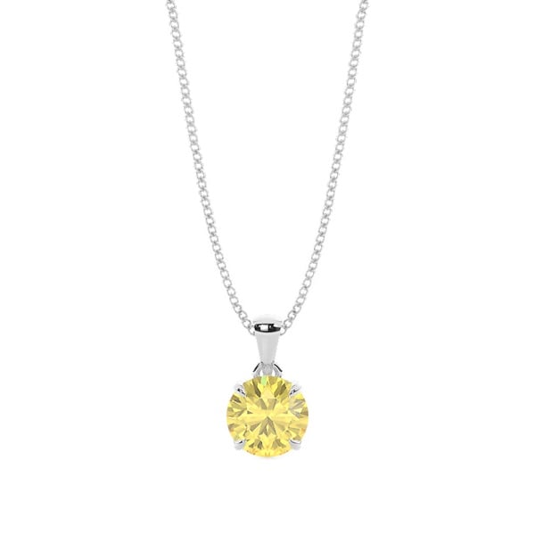 Yellow Lab-Grown Diamond Solitaire Pendant - image 1
