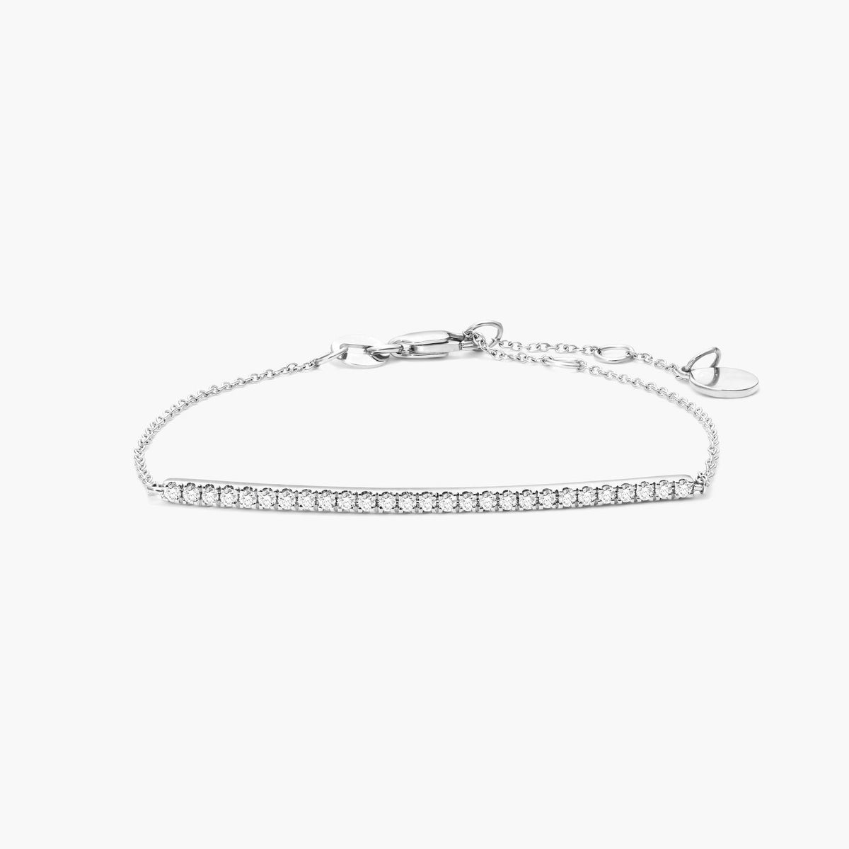 18K White Gold Diamond Bar Bracelet - image 1