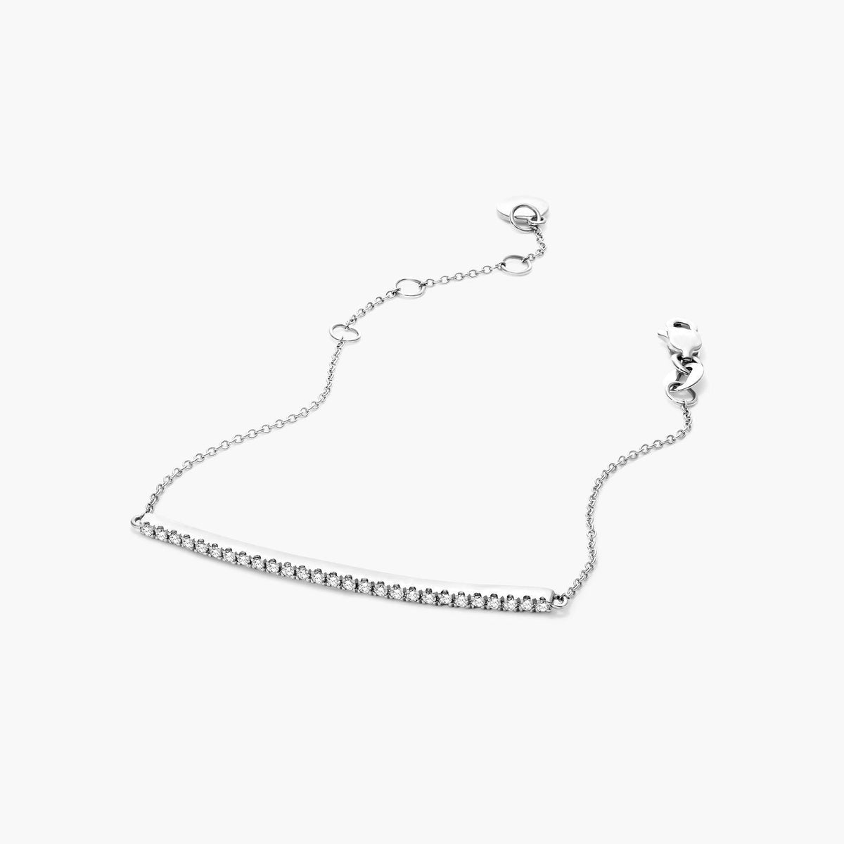 18K White Gold Diamond Bar Bracelet - image 3