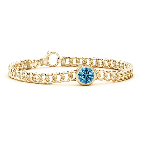2.0CT Round Cut Blue Lab Diamond Bezel-Set Chain Bracelet - image 2