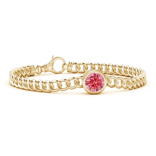 2.0CT Round Cut Pink Lab Diamond Bezel-Set Chain Bracelet - image 2