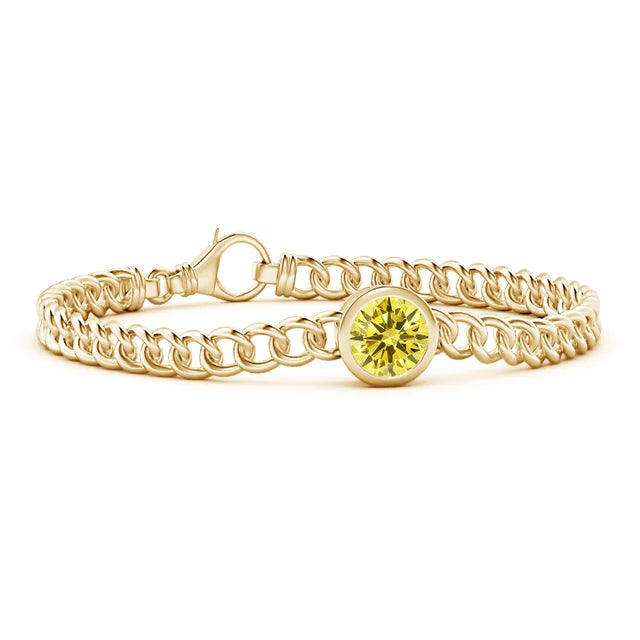 2.0CT Round Cut Yellow Lab Diamond Bezel-Set Chain Bracelet - image 2