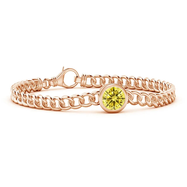 2.0CT Round Cut Yellow Lab Diamond Bezel-Set Chain Bracelet - image 3