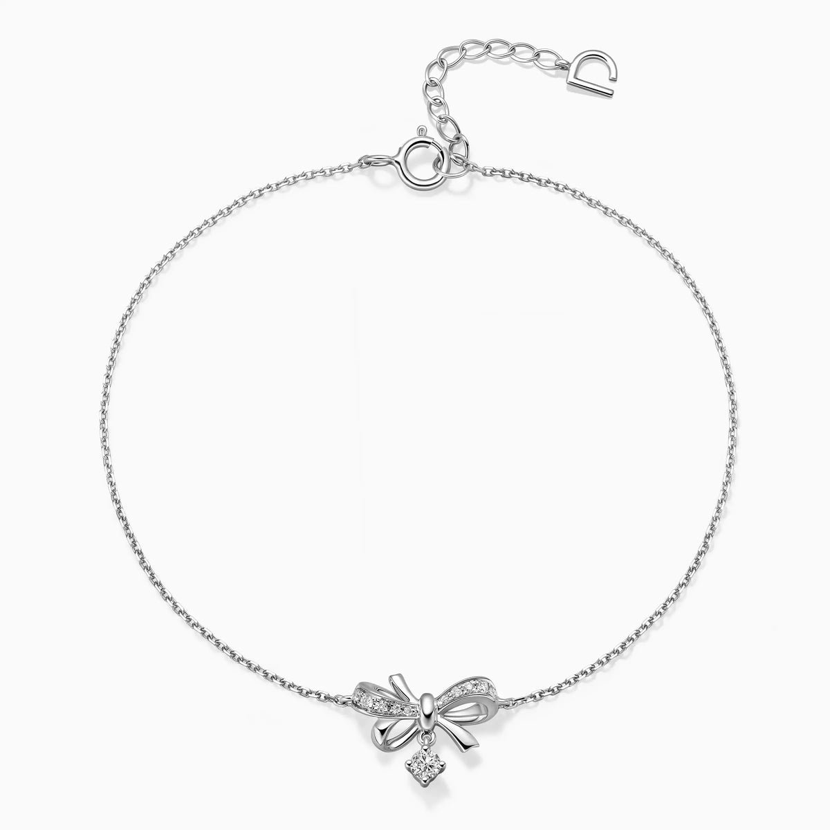 Bow Diamonds Pavé Bracelet With A Dangling Diamond - image 1