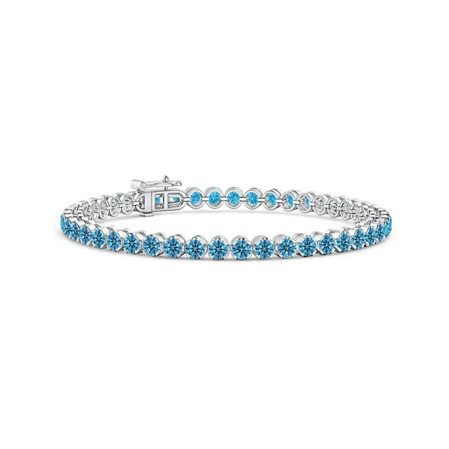Classic Round Lab-Grown Blue Diamond Tennis Bracelet - image 1