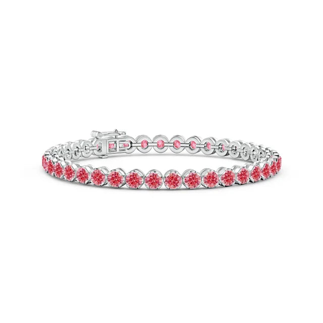Classic Round Lab-Grown Pink Diamond Tennis Bracelet - image 1
