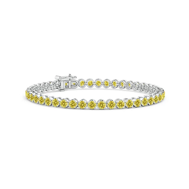 Classic Round Lab-Grown Yellow Diamond Tennis Bracelet - image 1