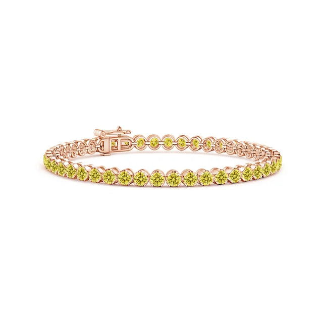 Classic Round Lab-Grown Yellow Diamond Tennis Bracelet - image 2