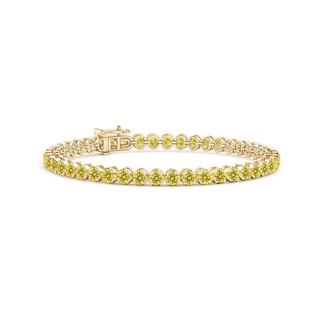 Classic Round Lab-Grown Yellow Diamond Tennis Bracelet - image 3