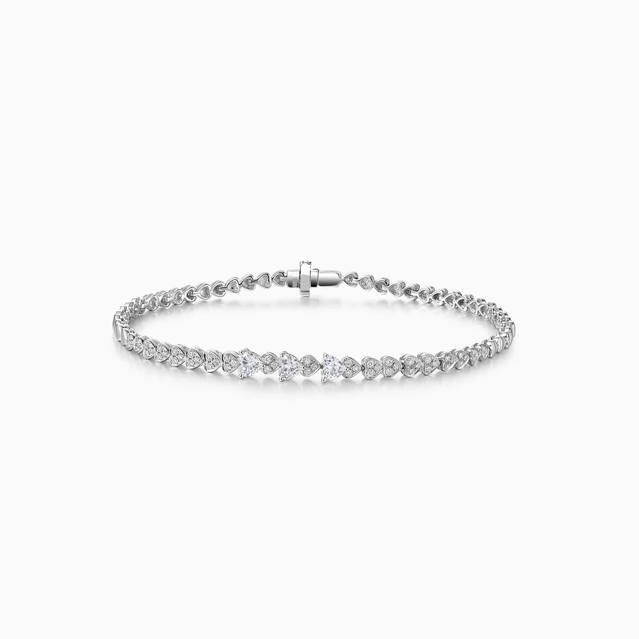 Heart Shaped Diamond Pavé Bangle Bracelet - image 1