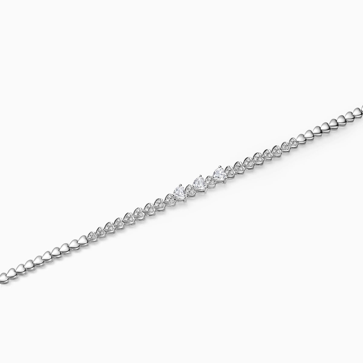 Heart Shaped Diamond Pavé Bangle Bracelet - image 2