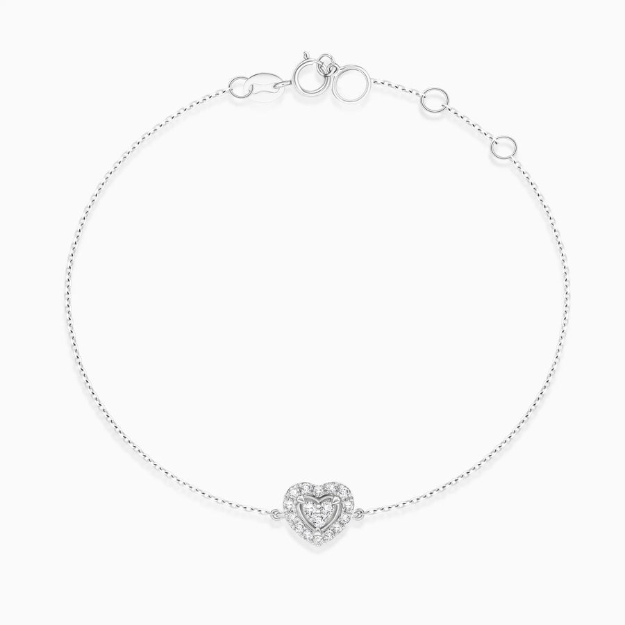 Heart shaped Halo Micro-Suspension Pavé Diamond Bracelet - image 1