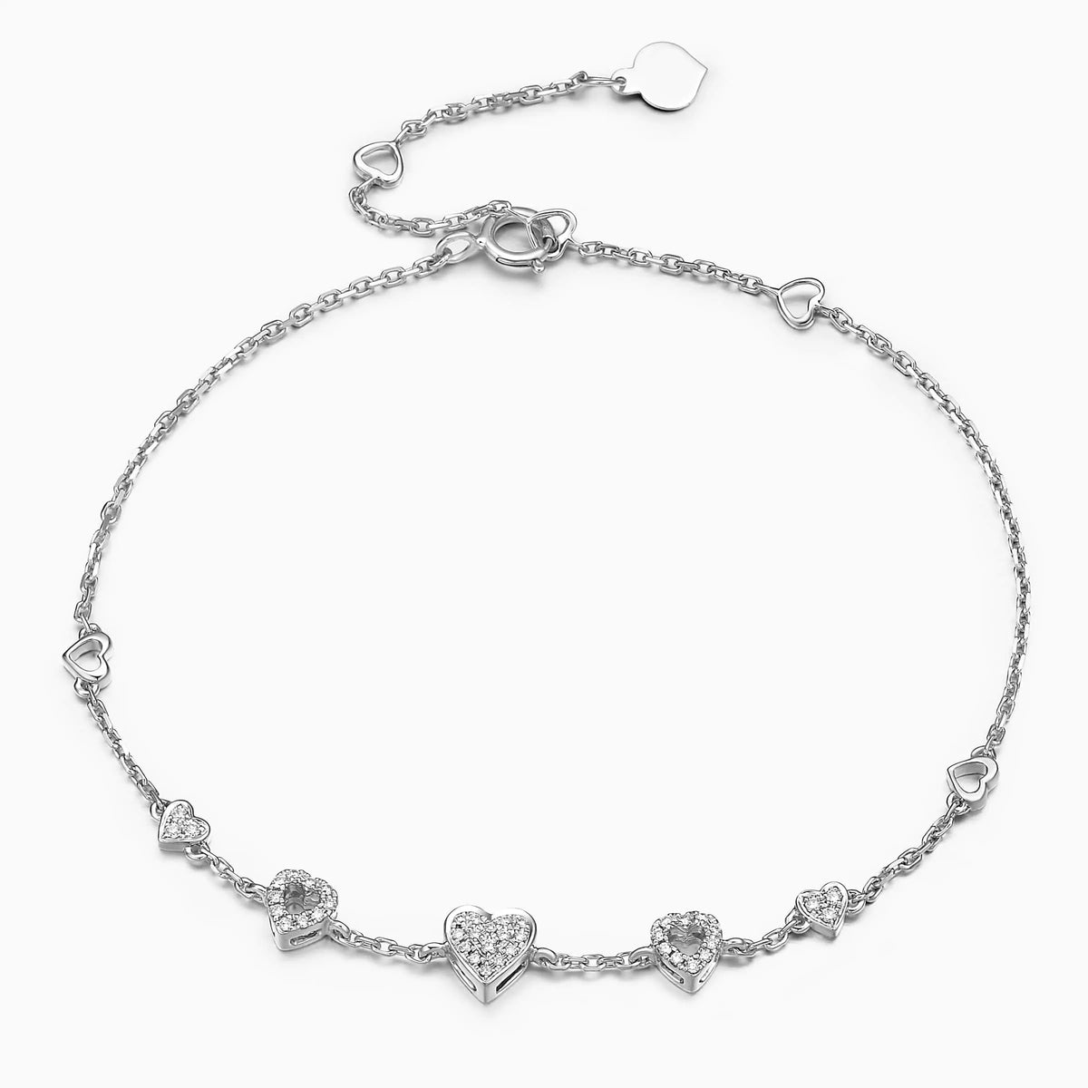 Micro Pavé Heart Shaped Diamond Bracelet - image 1