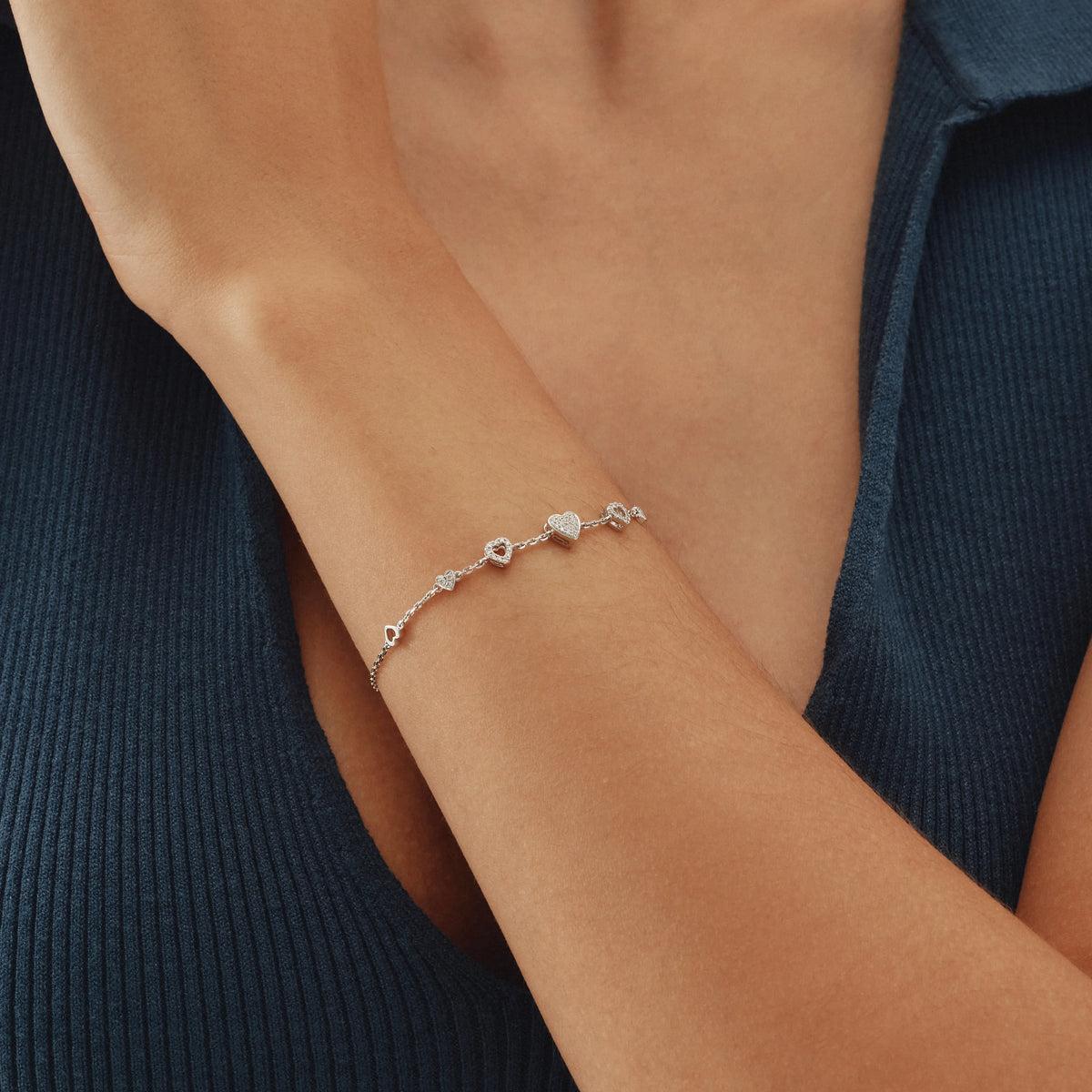 Micro Pavé Heart Shaped Diamond Bracelet - image 3