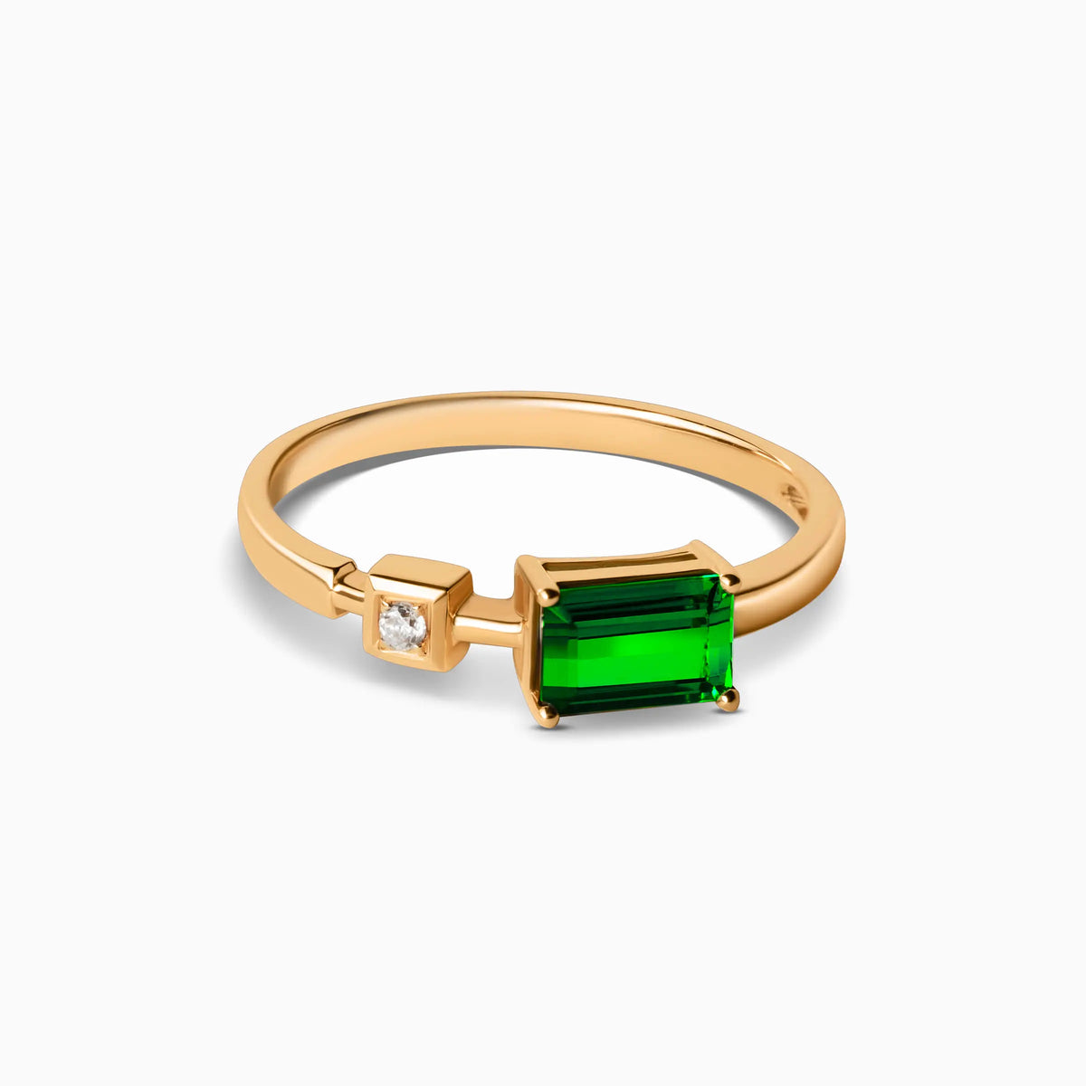 14K White Gold Emerald and Diamond Promise Ring - image 4