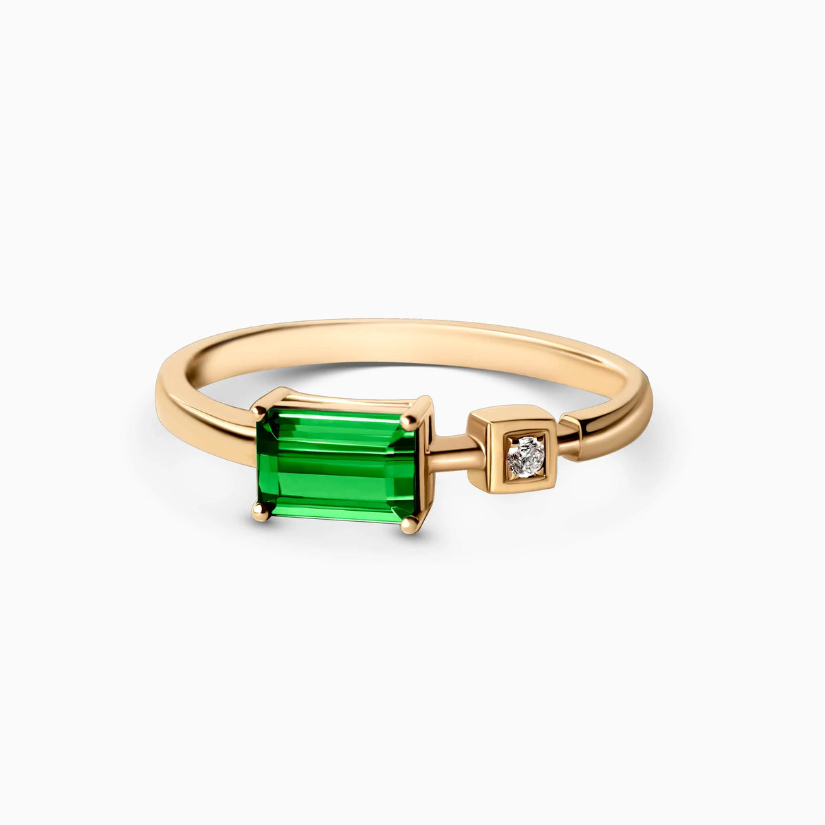 14K White Gold Emerald and Diamond Promise Ring - image 5