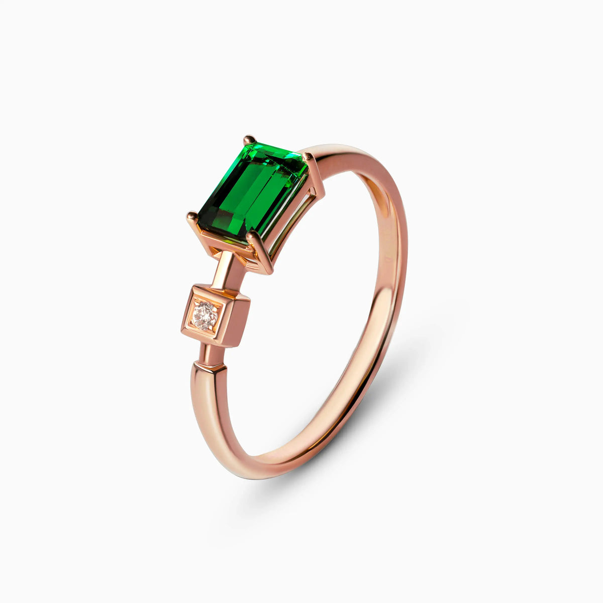 14K White Gold Emerald and Diamond Promise Ring - image 6