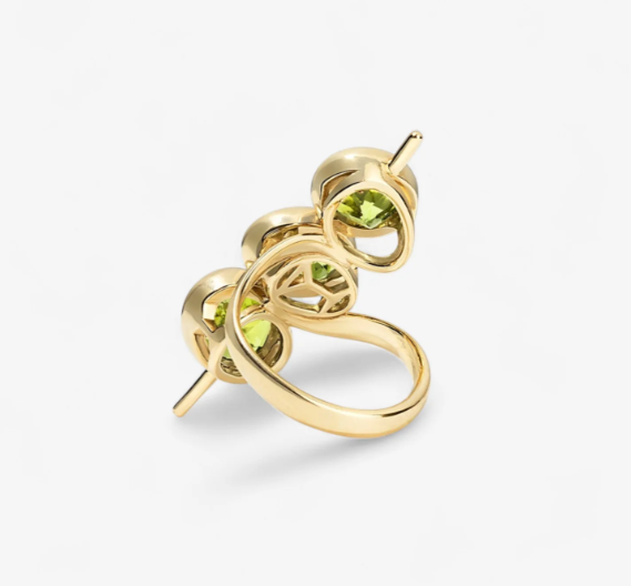 18k yellow gold, lab-grown peridot, custom-made ring, US size 6 - image 4