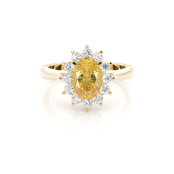 1CT Oval Cut Lab-Grown Yellow Diamond Floral Halo Engagement Ring - image 4