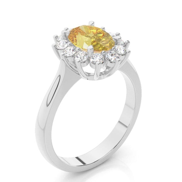 1CT Oval Cut Lab-Grown Yellow Diamond Floral Halo Engagement Ring - image 5