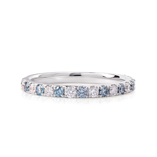 Alternating BLUE 2mm Pavé High Dome 0.5ct Total Lab Diamond Band - image 1