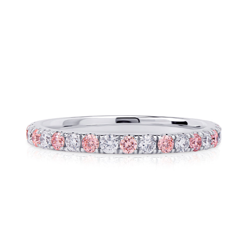 Alternating PINKS 2mm Pavé High Dome 0.5ct Total Lab Diamond Band - image 1