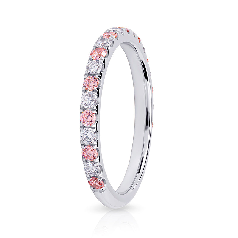 Alternating PINKS 2mm Pavé High Dome 0.5ct Total Lab Diamond Band - image 3
