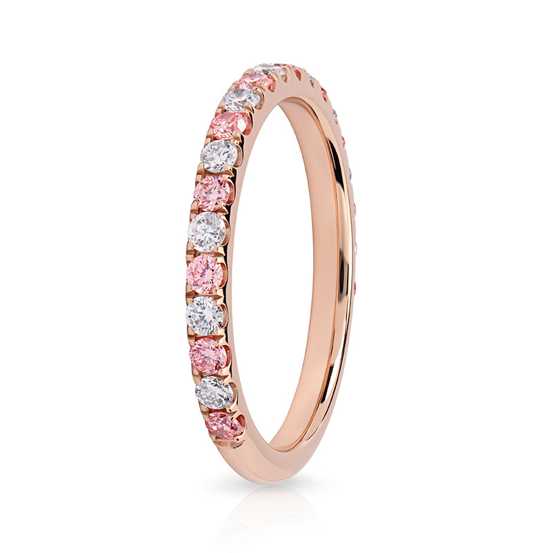 Alternating PINKS 2mm Pavé High Dome 0.5ct Total Lab Diamond Band - image 5