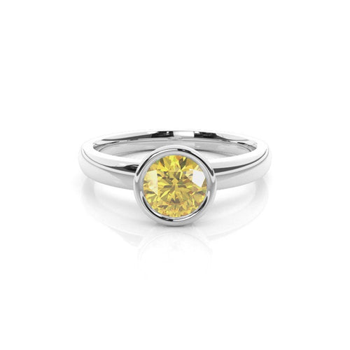 Bezel Round Cut Yellow Lab Diamond Solitaire Engagement Ring - image 1