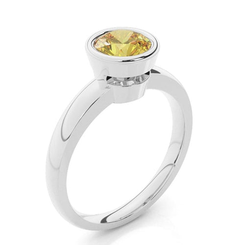 Bezel Round Cut Yellow Lab Diamond Solitaire Engagement Ring - image 2