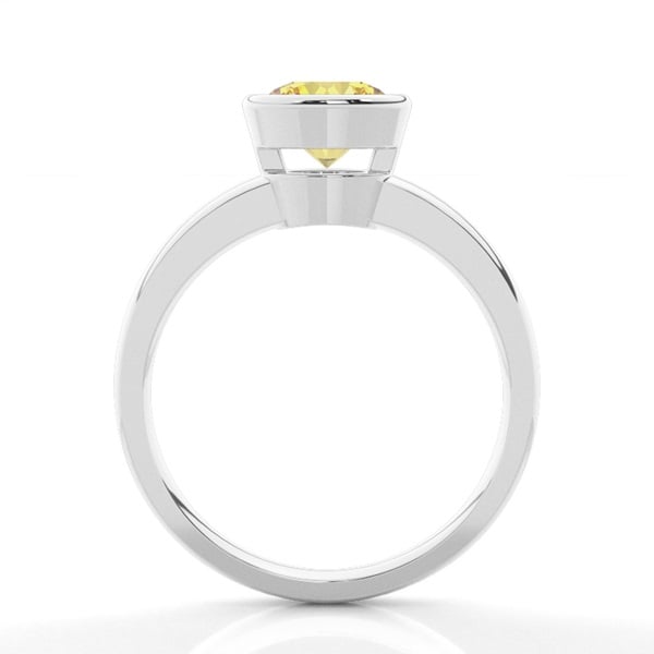 Bezel Round Cut Yellow Lab Diamond Solitaire Engagement Ring - image 3