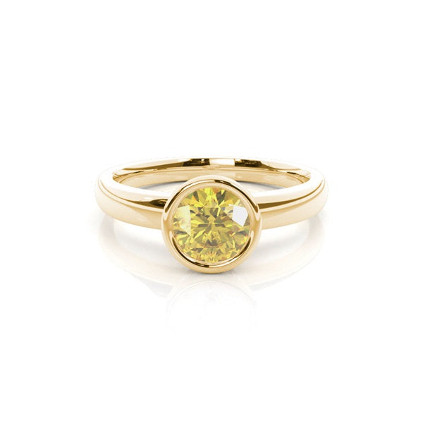 Bezel Round Cut Yellow Lab Diamond Solitaire Engagement Ring - image 5