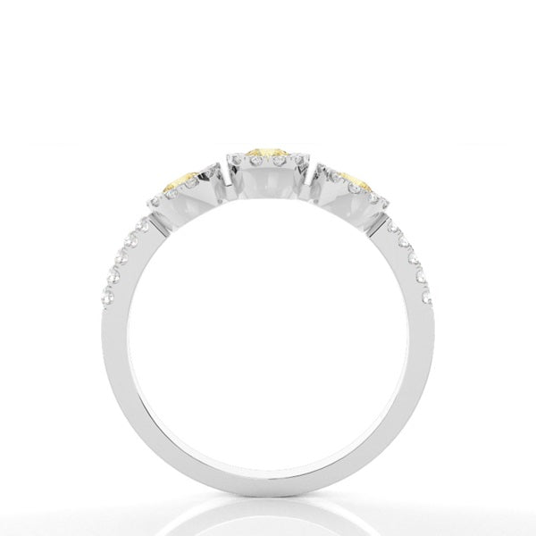 Bezel Setting Yellow Diamond Three Stone Ring - image 2