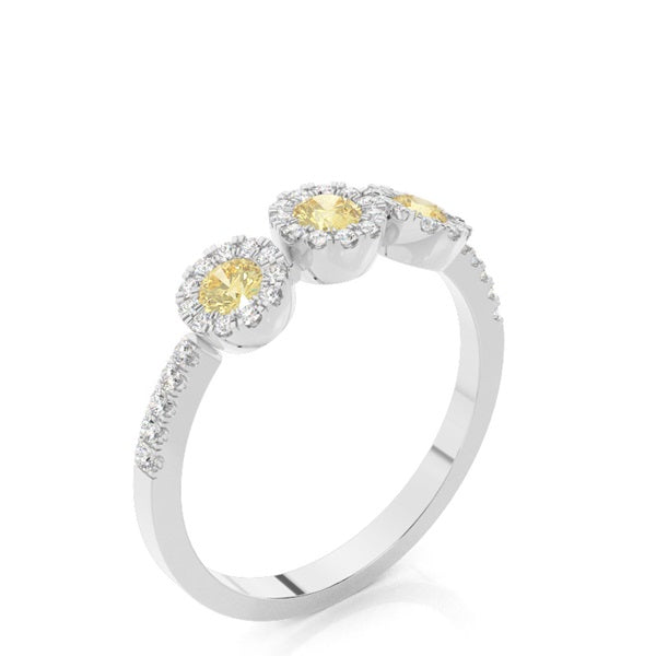 Bezel Setting Yellow Diamond Three Stone Ring - image 3
