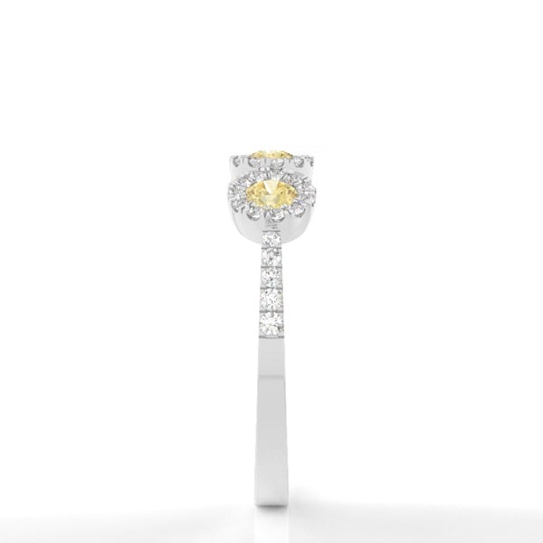 Bezel Setting Yellow Diamond Three Stone Ring - image 4