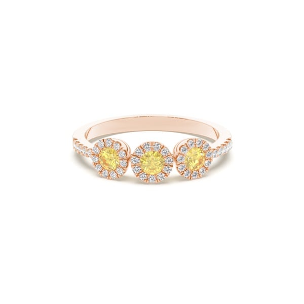 Bezel Setting Yellow Diamond Three Stone Ring - image 6