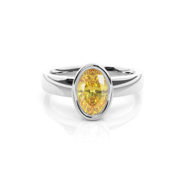 Bezel Yellow Lab Diamond Solitaire Engagement Ring - image 1