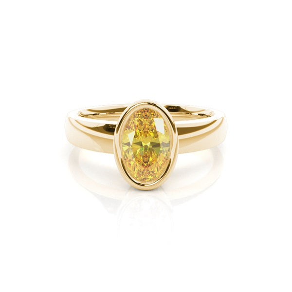 Bezel Yellow Lab Diamond Solitaire Engagement Ring - image 5
