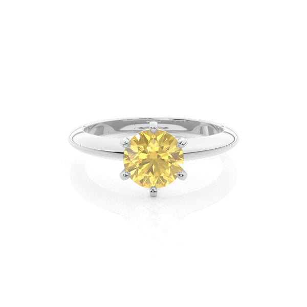 Classic Six Prong Lab-Grown Yellow Diamond Engagement Ring - image 1