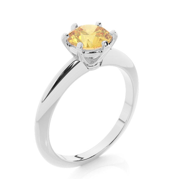Classic Six Prong Lab-Grown Yellow Diamond Engagement Ring - image 2