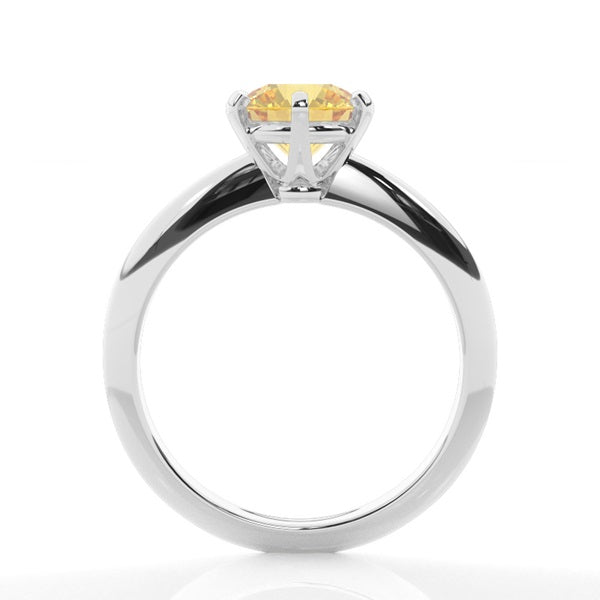 Classic Six Prong Lab-Grown Yellow Diamond Engagement Ring - image 3