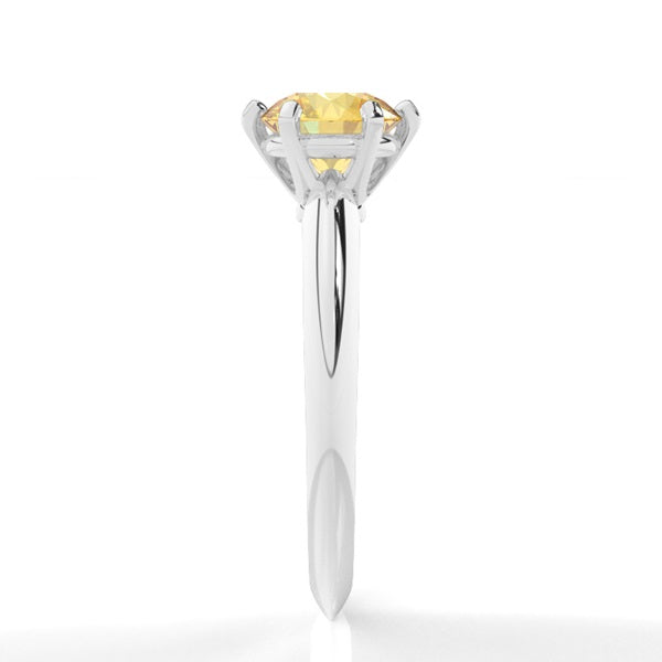 Classic Six Prong Lab-Grown Yellow Diamond Engagement Ring - image 4