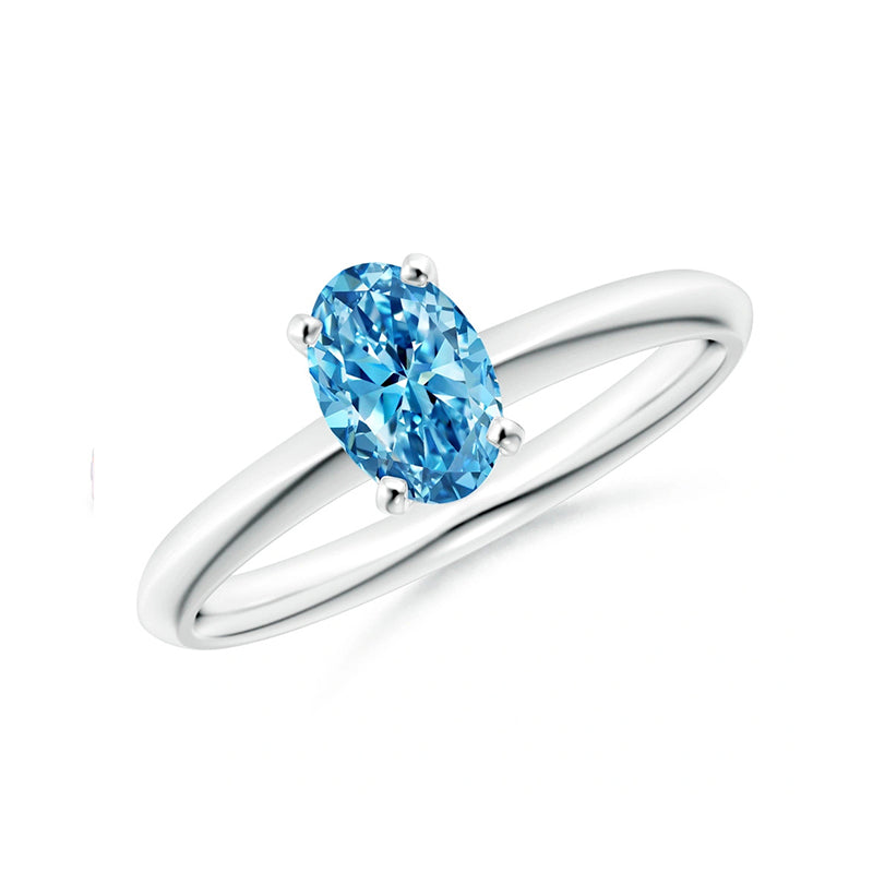 Oval Cut Blue Lab Diamond Solitaire Engagement Ring - image 1