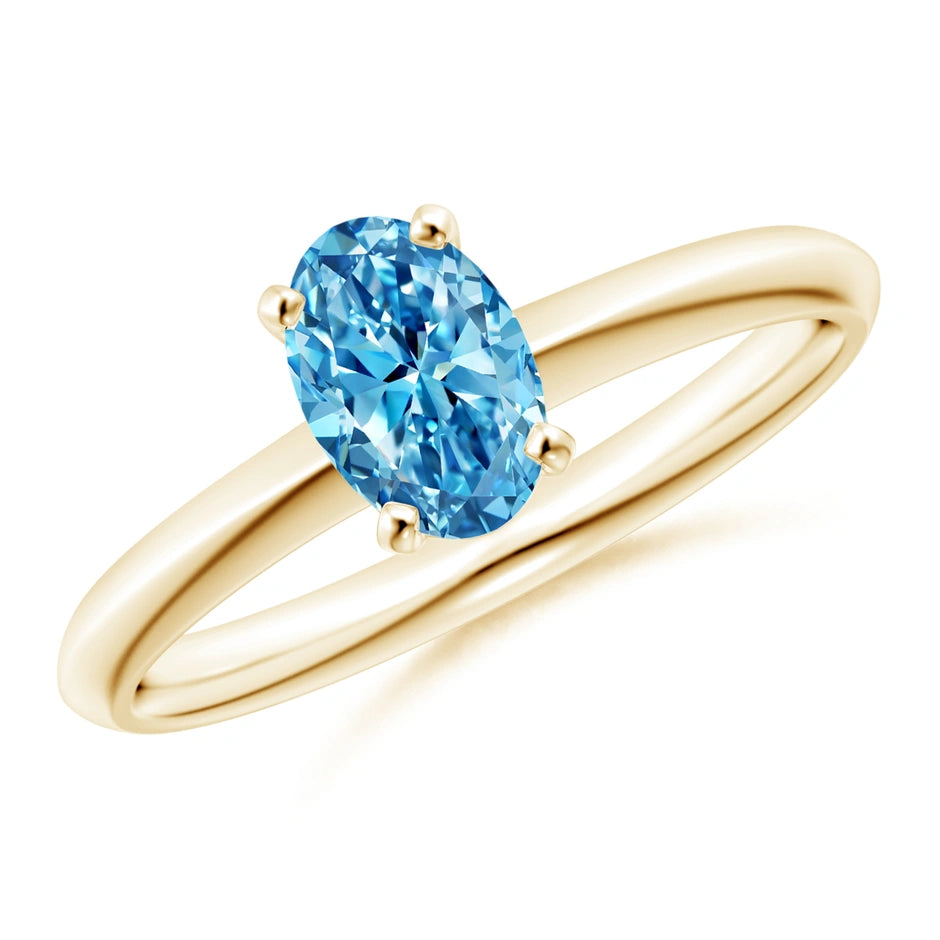 Oval Cut Blue Lab Diamond Solitaire Engagement Ring - image 3
