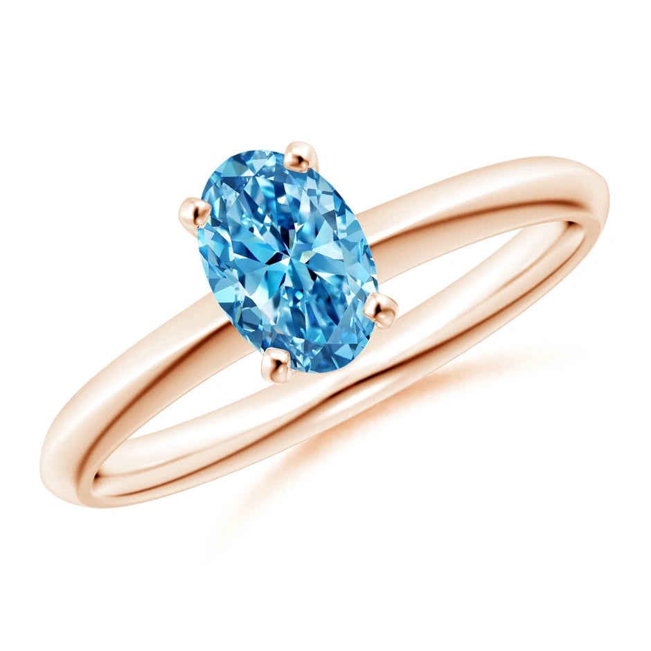Oval Cut Blue Lab Diamond Solitaire Engagement Ring - image 5