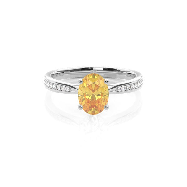 Oval Cut Lab-Grown Yellow Diamond Side Stone Engagement Ring - image 1