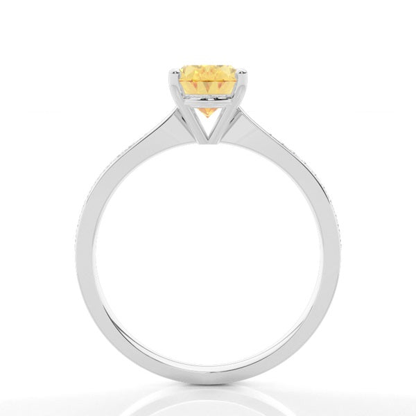 Oval Cut Lab-Grown Yellow Diamond Side Stone Engagement Ring - image 2