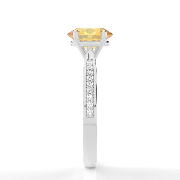 Oval Cut Lab-Grown Yellow Diamond Side Stone Engagement Ring - image 3