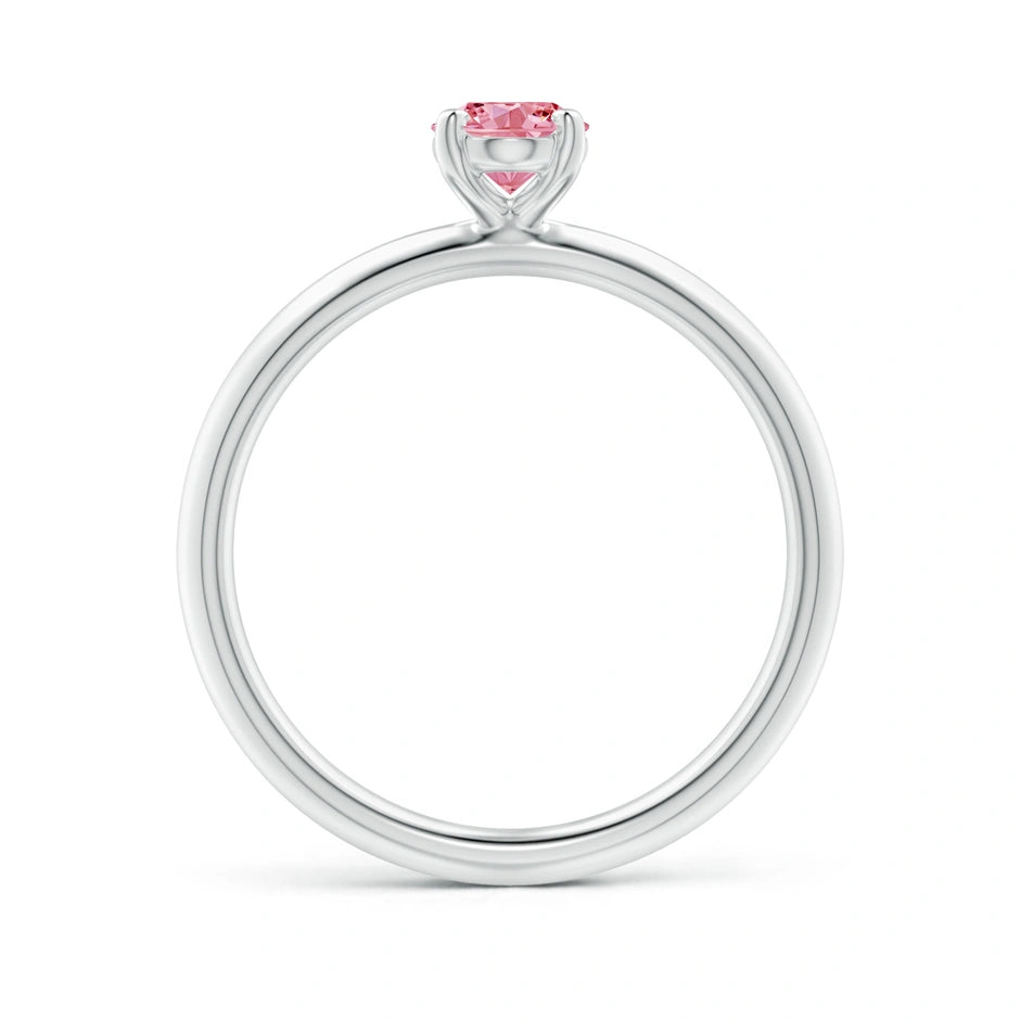 Oval Cut Pink Lab Diamond Solitaire Engagement Ring - image 2